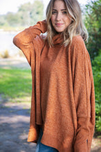 Load image into Gallery viewer, Camel Brushed Melange Cowl Neck Poncho Sweater