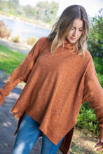 Load image into Gallery viewer, Camel Brushed Melange Cowl Neck Poncho Sweater