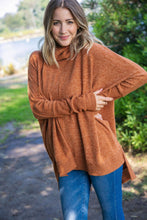 Load image into Gallery viewer, Camel Brushed Melange Cowl Neck Poncho Sweater