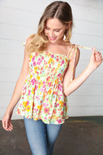 Load image into Gallery viewer, Daffodil Floral Smocked Shoulder Tie Top