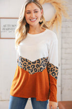 Load image into Gallery viewer, Rust Leopard Waffle Chevron Brushed Hacci Knit Top
