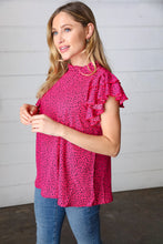 Load image into Gallery viewer, Fandango Leopard Print Mock Neck Flutter Sleeve Top