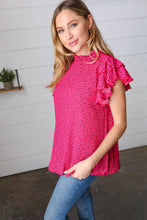 Load image into Gallery viewer, Fandango Leopard Print Mock Neck Flutter Sleeve Top