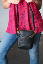 Load image into Gallery viewer, Black Vegan Leather Two Pocket Mini Cross Body
