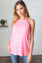 Load image into Gallery viewer, Neon Pink Two Tone Sleeveless Halter Top