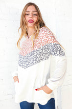 Load image into Gallery viewer, Mauve &amp; Grey Leopard Chevron Color Block Hoodie