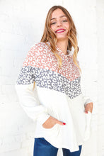 Load image into Gallery viewer, Mauve &amp; Grey Leopard Chevron Color Block Hoodie