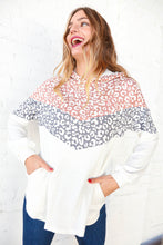 Load image into Gallery viewer, Mauve &amp; Grey Leopard Chevron Color Block Hoodie