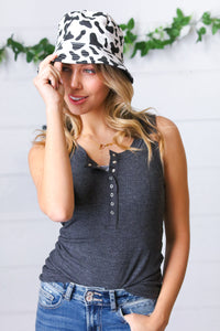 Cow Print Canvas Bucket Hat