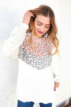 Load image into Gallery viewer, Mauve &amp; Grey Leopard Chevron Color Block Hoodie