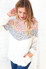 Load image into Gallery viewer, Mauve &amp; Grey Leopard Chevron Color Block Hoodie