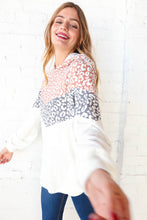 Load image into Gallery viewer, Mauve &amp; Grey Leopard Chevron Color Block Hoodie