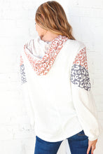 Load image into Gallery viewer, Mauve &amp; Grey Leopard Chevron Color Block Hoodie