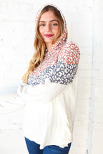 Load image into Gallery viewer, Mauve &amp; Grey Leopard Chevron Color Block Hoodie