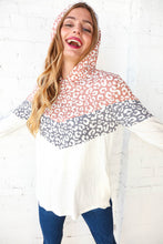 Load image into Gallery viewer, Mauve &amp; Grey Leopard Chevron Color Block Hoodie