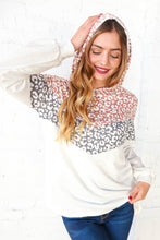 Load image into Gallery viewer, Mauve &amp; Grey Leopard Chevron Color Block Hoodie