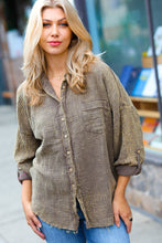 Load image into Gallery viewer, Mocha Washed Cotton Gauze Button Down Shirt