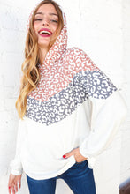 Load image into Gallery viewer, Mauve &amp; Grey Leopard Chevron Color Block Hoodie