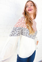 Load image into Gallery viewer, Mauve &amp; Grey Leopard Chevron Color Block Hoodie