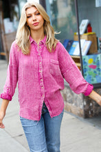 Load image into Gallery viewer, Magenta Washed Cotton Gauze Button Down Shirt
