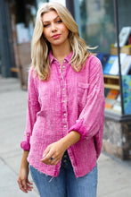 Load image into Gallery viewer, Magenta Washed Cotton Gauze Button Down Shirt