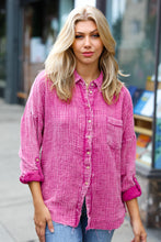 Load image into Gallery viewer, Magenta Washed Cotton Gauze Button Down Shirt