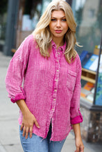 Load image into Gallery viewer, Magenta Washed Cotton Gauze Button Down Shirt