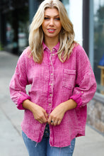 Load image into Gallery viewer, Magenta Washed Cotton Gauze Button Down Shirt