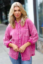 Load image into Gallery viewer, Magenta Washed Cotton Gauze Button Down Shirt
