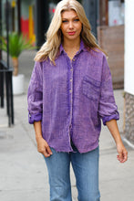 Load image into Gallery viewer, Violet Washed Cotton Gauze Button Down Shirt