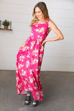 Load image into Gallery viewer, Yellow &amp; Fuchsia Floral Fit and Flare Sleeveless Maxi Dress