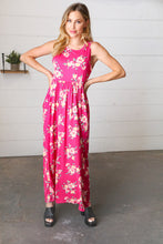 Load image into Gallery viewer, Yellow &amp; Fuchsia Floral Fit and Flare Sleeveless Maxi Dress