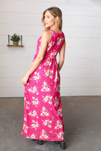 Load image into Gallery viewer, Yellow &amp; Fuchsia Floral Fit and Flare Sleeveless Maxi Dress