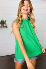 Load image into Gallery viewer, Sea Green Frill Mock Neck Crinkle Top