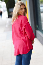Load image into Gallery viewer, Magenta Gauze &amp; Waffle Henley Oversized Top