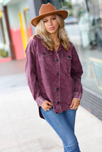 Load image into Gallery viewer, Eggplant Cotton Oversized Vintage Lightweight Washed Shacket