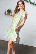 Load image into Gallery viewer, Mint Geo Boho Print Yoke Poplin Woven Dress