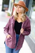 Load image into Gallery viewer, Eggplant Cotton Oversized Vintage Lightweight Washed Shacket