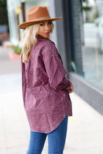 Load image into Gallery viewer, Eggplant Cotton Oversized Vintage Lightweight Washed Shacket