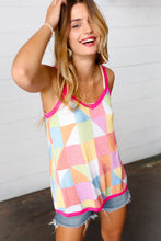 Load image into Gallery viewer, Multicolor Geometric Waffle Knit Sleeveless Top