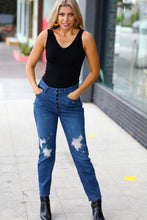 Load image into Gallery viewer, Blue Denim Boyfriend Fit Button Fly Distressed Jeans