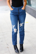 Load image into Gallery viewer, Blue Denim Boyfriend Fit Button Fly Distressed Jeans