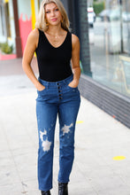 Load image into Gallery viewer, Blue Denim Boyfriend Fit Button Fly Distressed Jeans