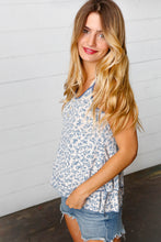 Load image into Gallery viewer, Vintage Ivory &amp; Denim Floral Babydoll Top