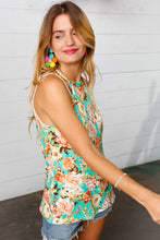 Load image into Gallery viewer, Seafoam Green Floral Halter Neck Tank Top