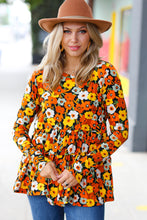 Load image into Gallery viewer, Rust Flat Floral Tiered Babydoll Top