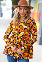 Load image into Gallery viewer, Rust Flat Floral Tiered Babydoll Top