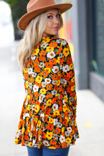 Load image into Gallery viewer, Rust Flat Floral Tiered Babydoll Top