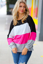 Load image into Gallery viewer, Fuchsia &amp; Black Color Block Hacci Sweater Top