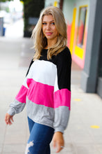 Load image into Gallery viewer, Fuchsia &amp; Black Color Block Hacci Sweater Top